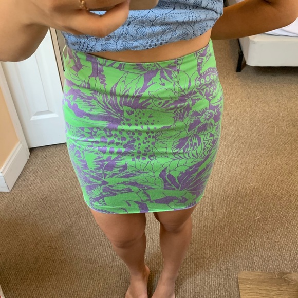 Botanic Bodycon Mini Skirt Size S Hand Print - Picture 3 of 6